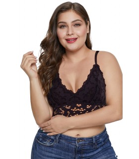 Black decorative embroidered bralette (plus size) [DISCOVERY]