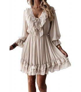 Beige ruffle and nodberal dress