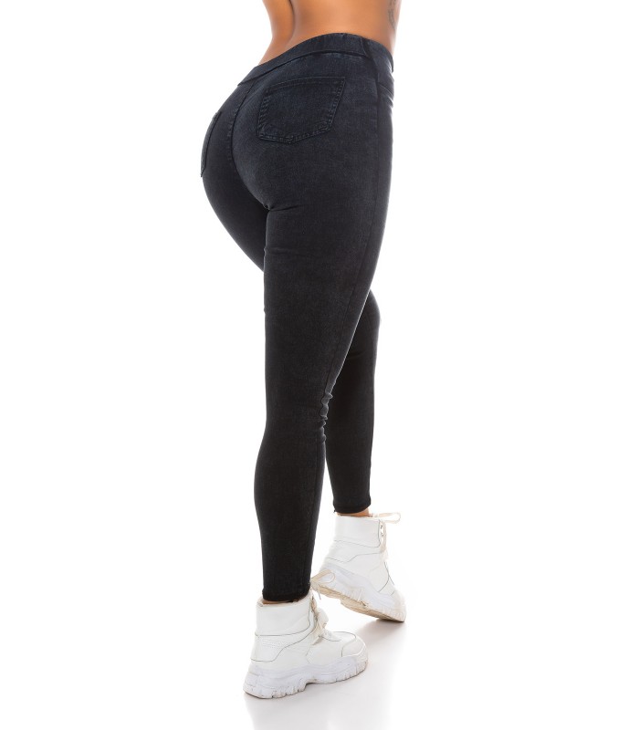 Svarta jeggings med bakficka och dragkedja – kuva 3