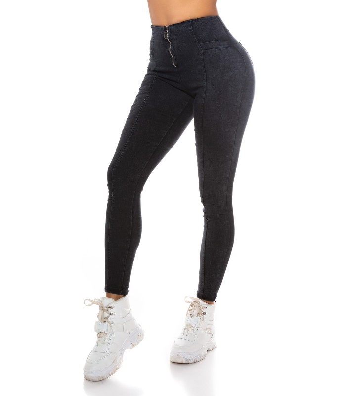 Svarta jeggings med bakficka och dragkedja – kuva 4