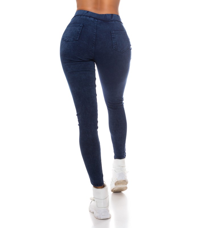 Blå bakficka jeggings med dragkedja – kuva 2