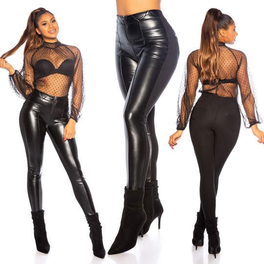 Black fauthe leather and...