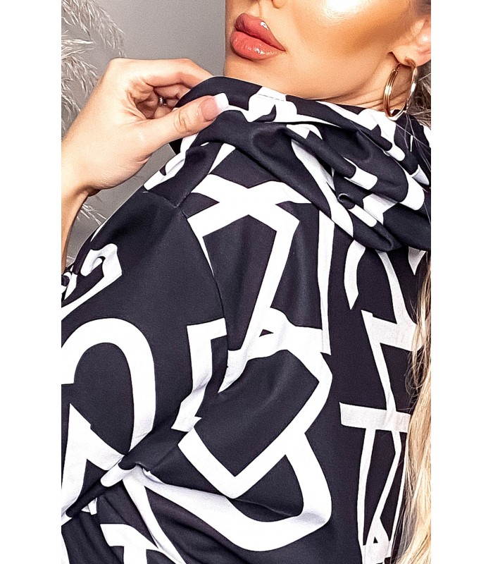 CW Edith Svartvitt print mönster Hoodie – kuva 3