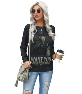 Black wash your hands print shirt [LAST CHANCE]