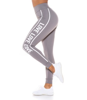 Grey high-waisted LOVE leggings [DISCOVERY]
