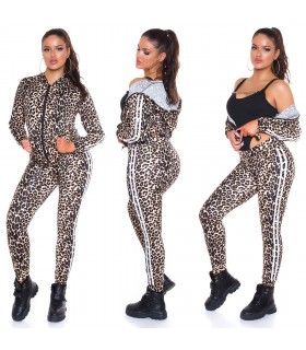 Brown leopard print jogger set