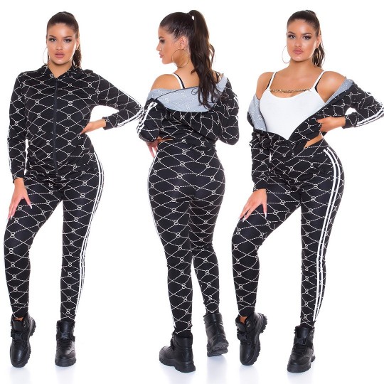 Black print pattern jogger...