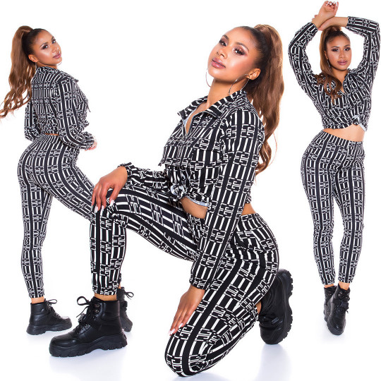 Black print pattern jogger...