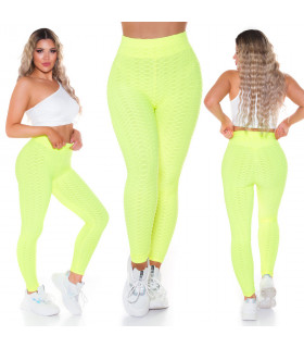 Neon yellow high-waisted push-up workout tights