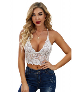 Vit blommig bralette