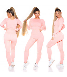 Coral form-shaping short workout shirt + tights