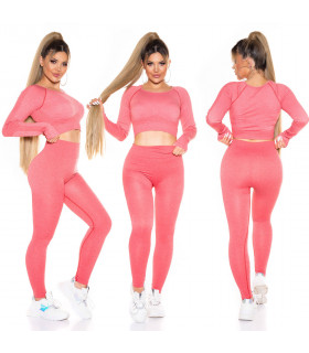 Red form-shaping Short Workout Shirt + Tights