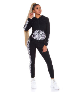 Grey black leo and star pattern jogger set
