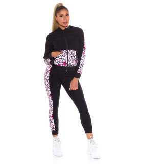 Pinkkimusta leo- ja tähtikuvioinen joggerisetti