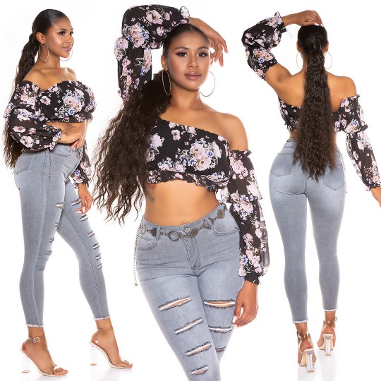 Black floral pattern Long...