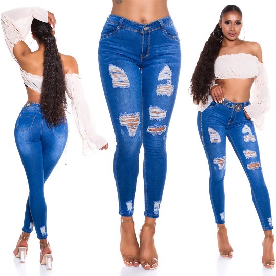 Ripped blue push-up jeans