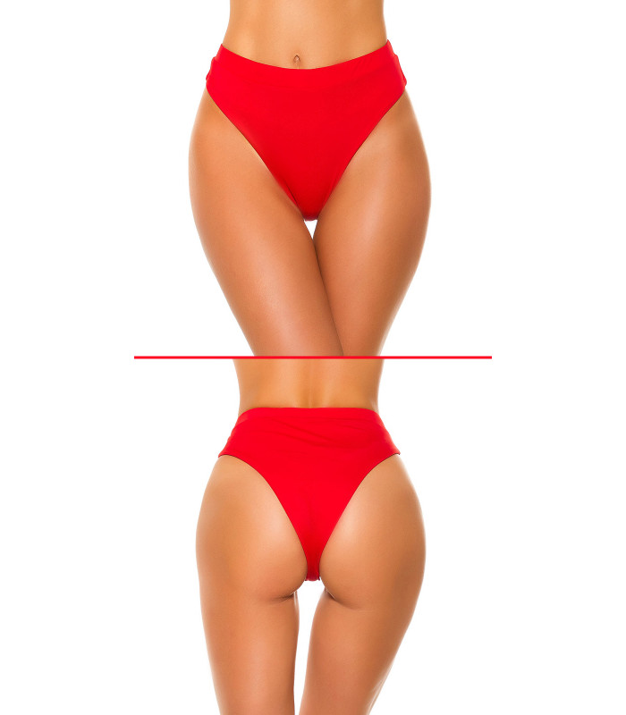 Punaiset korkeavyötäröiset brazilian bikinihousut