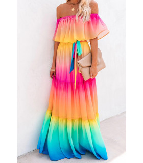 Sateenkaari off-shoulder maksimekko