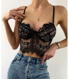 Svart spetsnät bralette