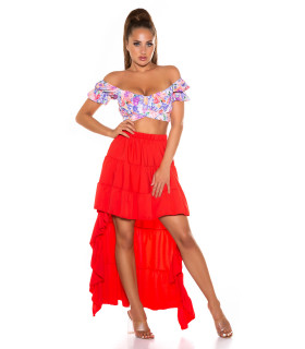 Red High Low Latin Skirt