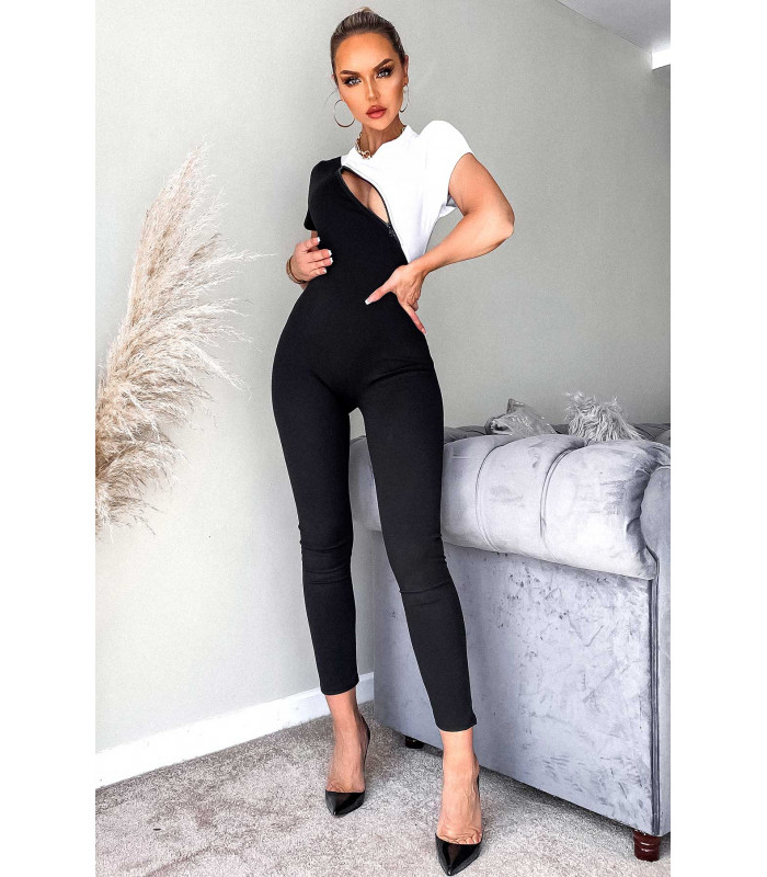 CW Sofia mustavalkoinen vetoketjullinen jumpsuit – kuva 4