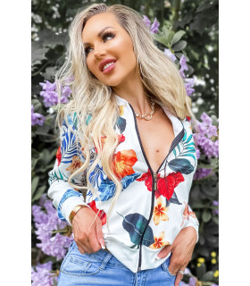 CW Lena white floral and leaf patterned jacket