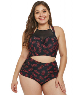 Pineal patterned high-waisted mesh bikini