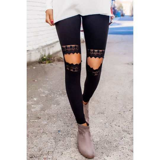 Svarta spetsornade leggings...