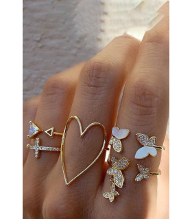 Heart/Butterfly Ring Set