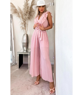 CW Meredith pink v-rufflejumpsuit with belt
