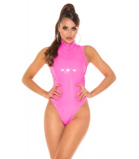 Koucla neonpinkki hihaton latex look body