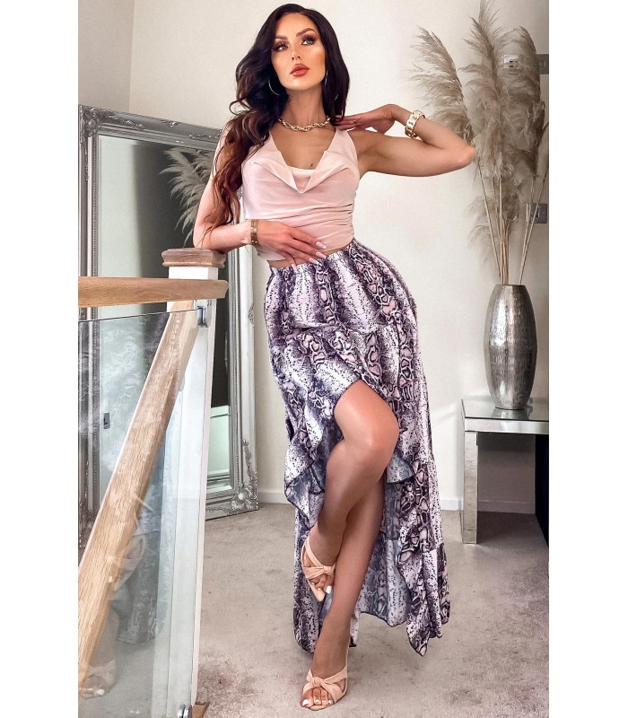 CW Shamara käärmekuvioinen high low -latinahame – kuva 2
