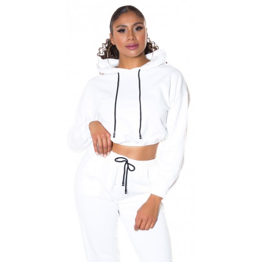 Koucla vit kort hoodie