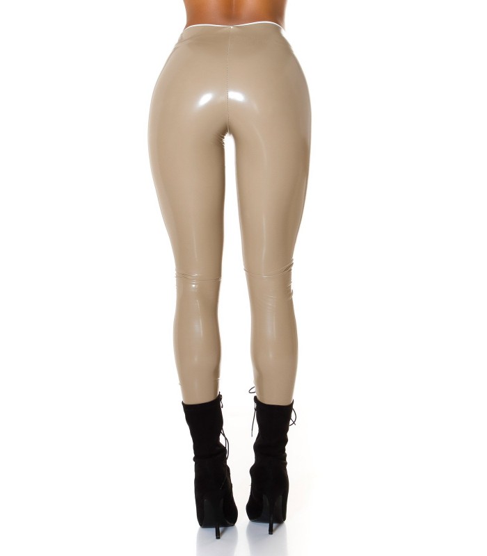 Beiget latex look housut vetoketjulla – kuva 2