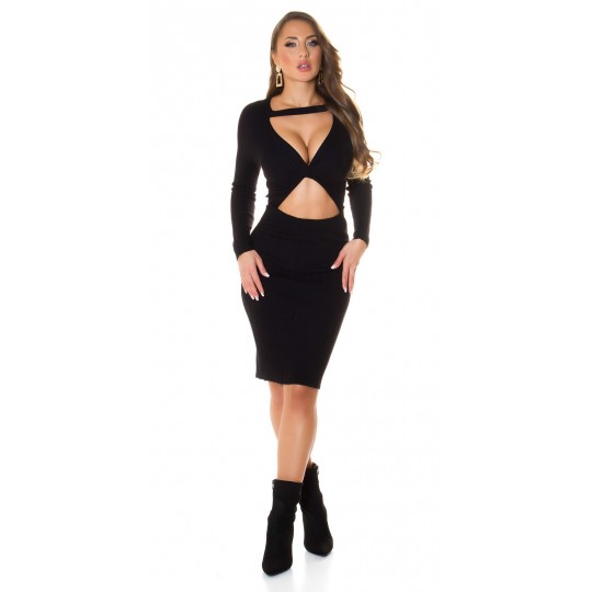 Black cut-out knit dress...