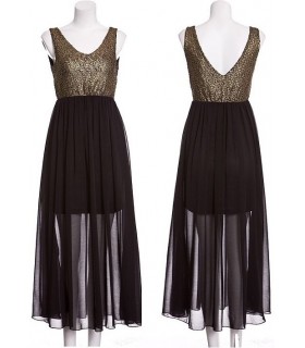 Gold Black Party Dress