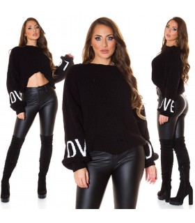 Black LOVE loose sweater