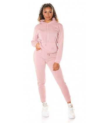 Rosa outfit set med hoodie