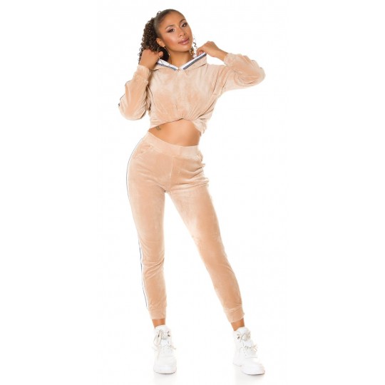 Beige outfit set med ränder