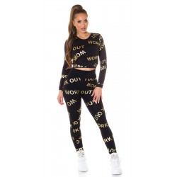 Gold WORK OUT tights + shirt