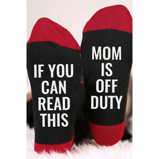 Black "Mom is off duty" socks