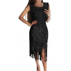 Black sequin dress with fringe [LAST CHANCE]