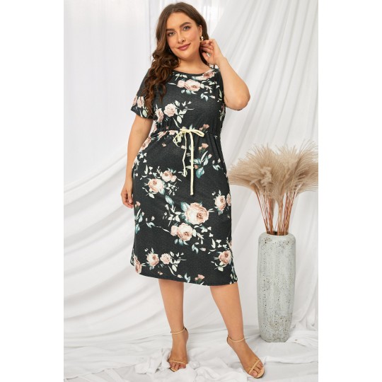 Dark grey rose patterned...