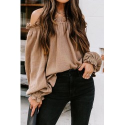 Ruskea off-shoulder pussihihainen pusero
