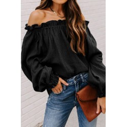 Svart off-shoulder baggy ärm blus