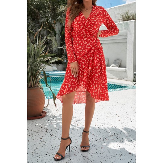 Punainen lehtikuvioinen...