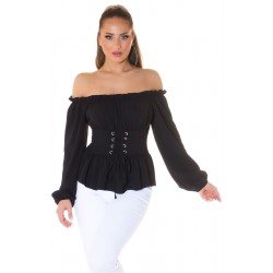 Koucla Svart Korsett Look Latin Skjorta