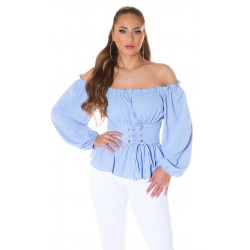 Koucla Light Blue Corset Logo Latin Shirt