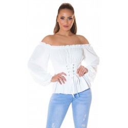 Koucla White CorsetLook Latin Shirt