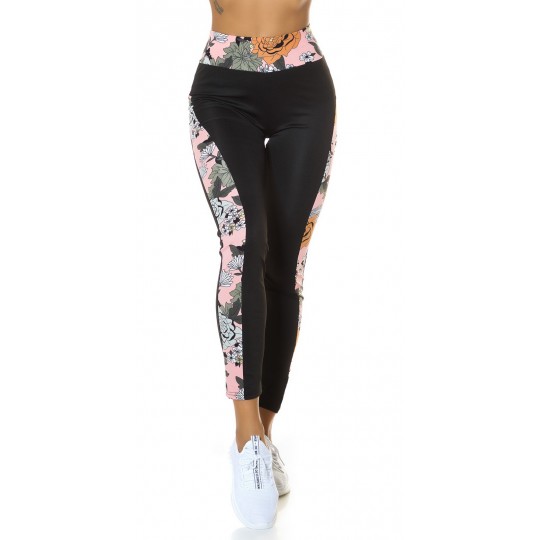 Rosa-svarta leggings med...